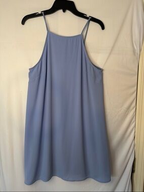 Lush Periwinkle Lace-Up Slip Dress